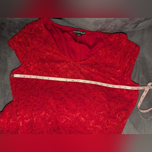 Chic Strapless Red Lace Dress - Picture 11 of 12